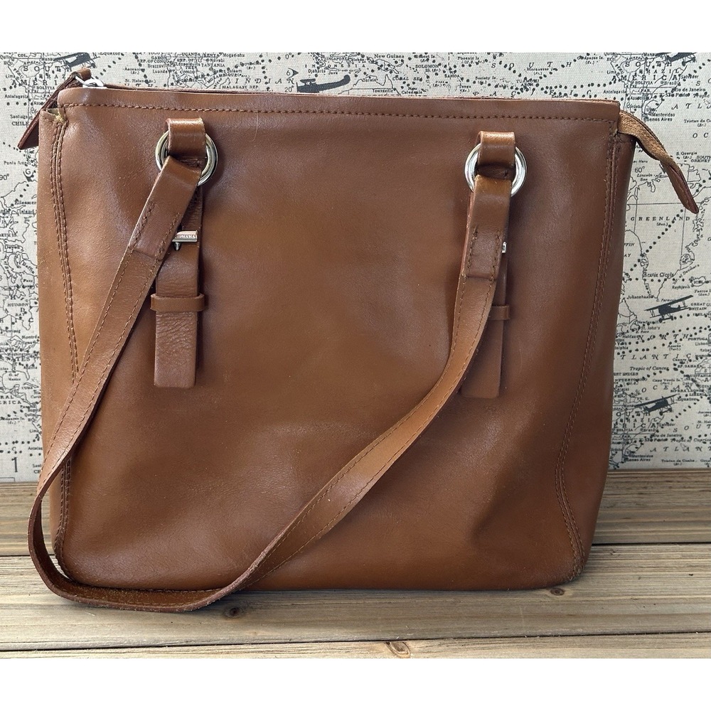 FRANCESCO BIASIA Shoulder Bag Purse Bag ITALY Caramel Brown Leather  City